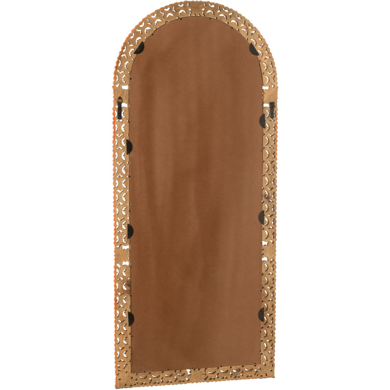 Grand Miroir mural indien Arrondi 70x160 en Bois Orange Sculpté Mumbai - 3