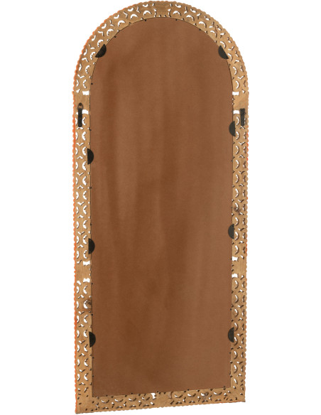 Grand Miroir mural indien Arrondi 70x160 en Bois Orange Sculpté Mumbai - 3