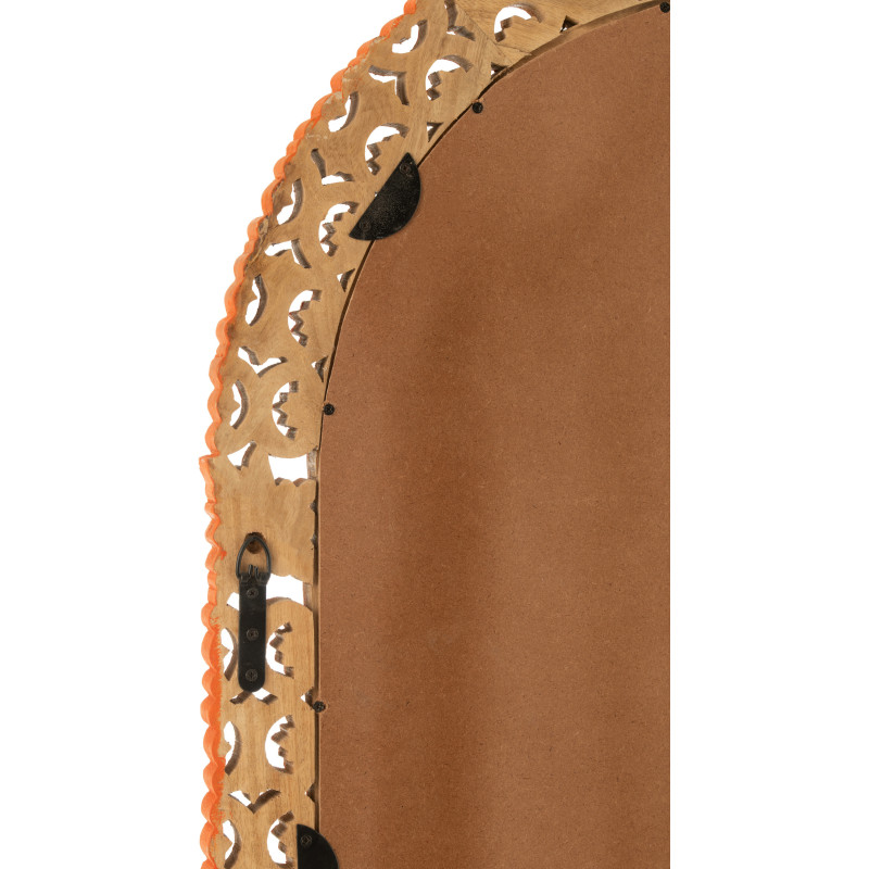 Grand Miroir mural indien Arrondi 70x160 en Bois Orange Sculpté Mumbai - 4