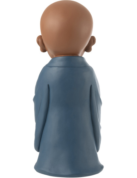 Statue déco Moine Priant Hauteur 32 cm en Résine Beige Bleu foncé Tanu - 4