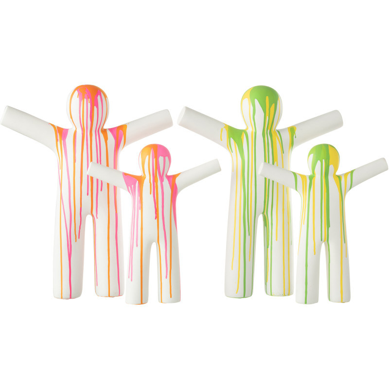 Grande Statuette déco design Bonhomme Hauteur 41 cm en Résine Blanc Motif taches de peinture P'tit Maurice (Lot de 2) - 3