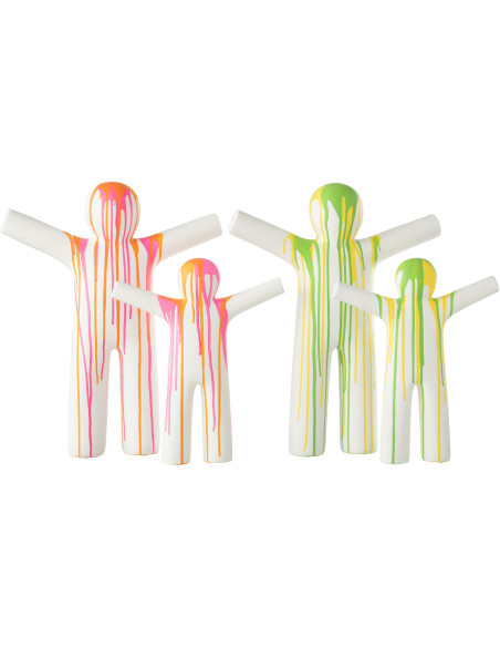 Grande Statuette déco design Bonhomme Hauteur 41 cm en Résine Blanc Motif taches de peinture P'tit Maurice (Lot de 2) - 3