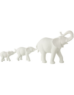 Statuette déco moderne 3 Éléphants 38 cm en Résine Blanc Zena - 1