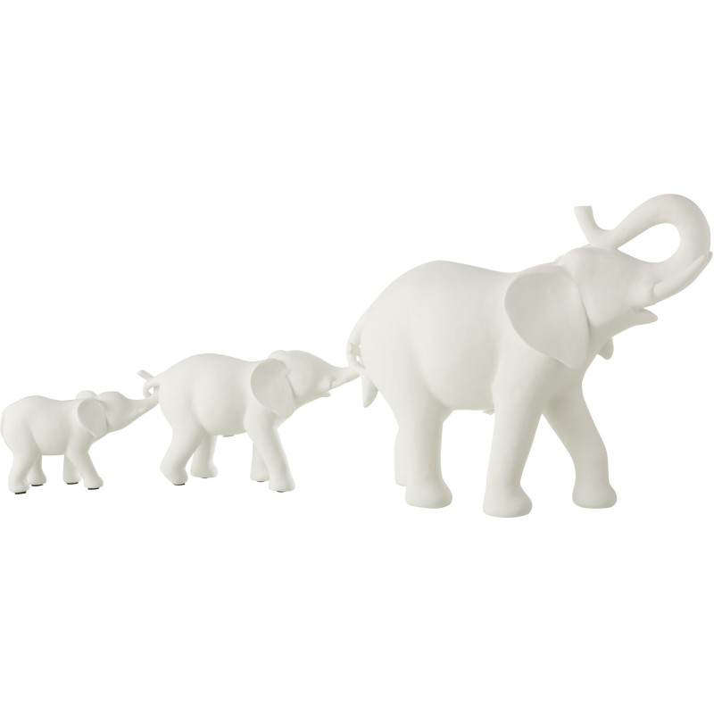 Statuette déco moderne 3 Éléphants 38 cm en Résine Blanc Zena - 1