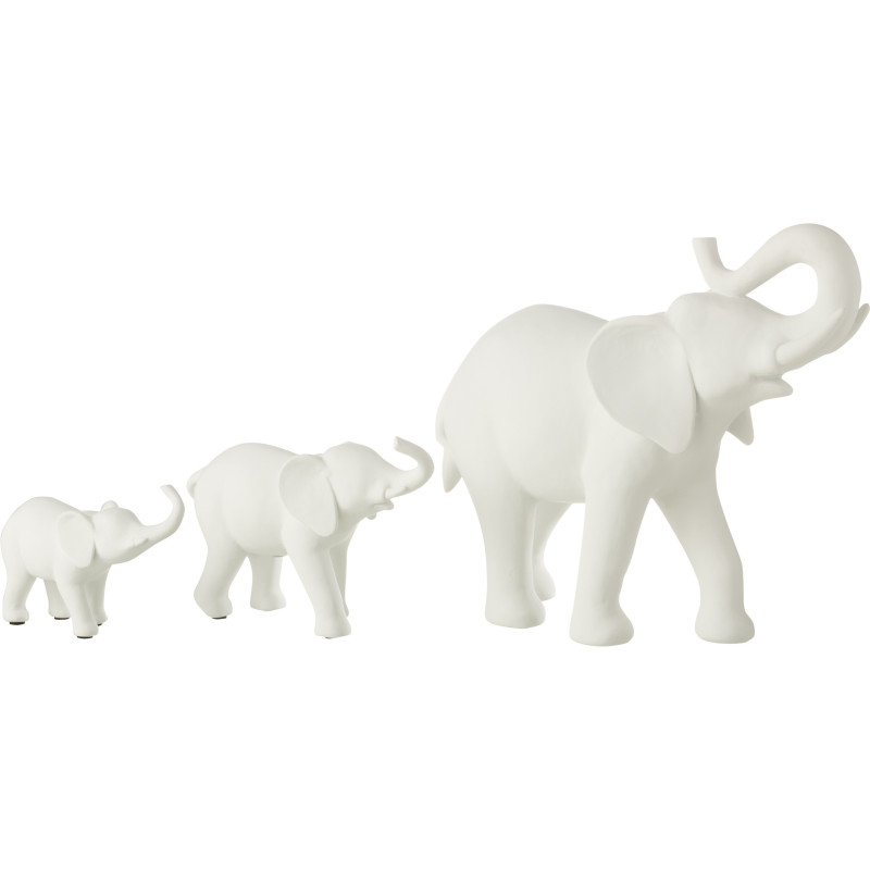 Statuette déco moderne 3 Éléphants 38 cm en Résine Blanc Zena - 2