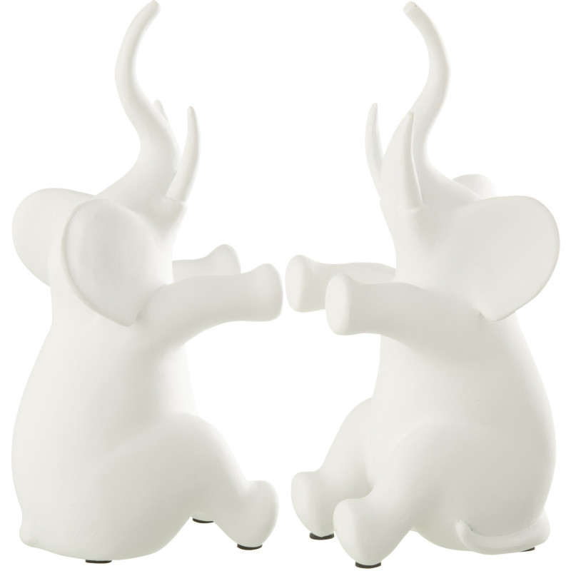 Serre livre moderne Éléphants assis Hauteur 26 cm en Résine Blanc Zena - 2