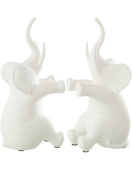Serre livre moderne Éléphants assis Hauteur 26 cm en Résine Blanc Zena - 2