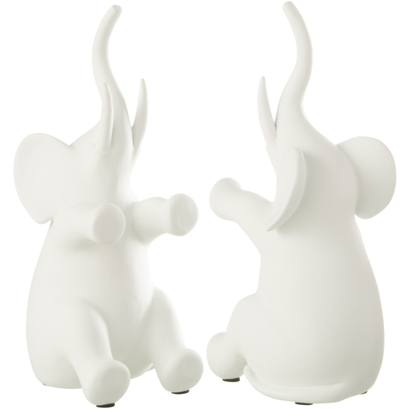 Serre livre moderne Éléphants assis Hauteur 26 cm en Résine Blanc Zena - 3