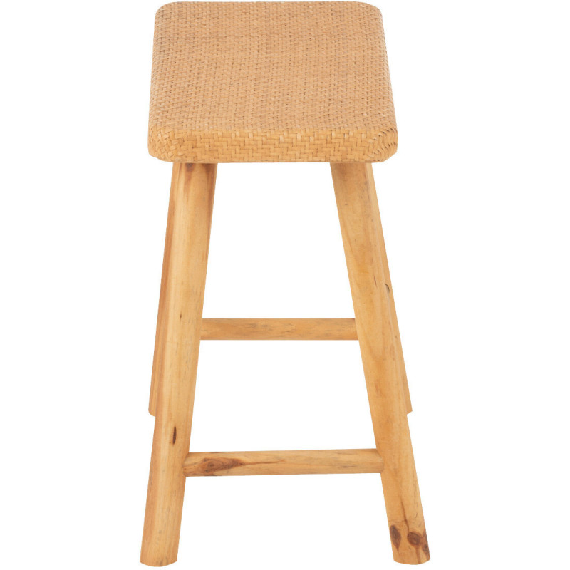 Tabouret bohème rectangulaire 46 cm en Rotin Tressé Bois de sapin Naturel Paradise - 4