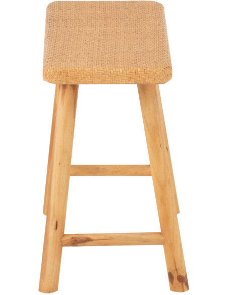 Tabouret bohème rectangulaire 46 cm en Rotin Tressé Bois de sapin Naturel Paradise - 4