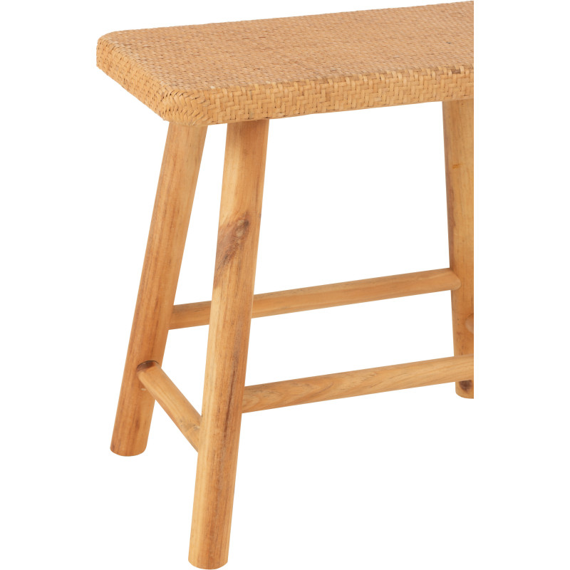 Tabouret bohème rectangulaire 46 cm en Rotin Tressé Bois de sapin Naturel Paradise - 5