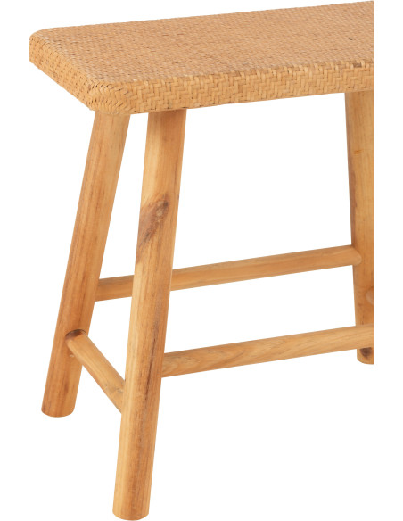 Tabouret bohème rectangulaire 46 cm en Rotin Tressé Bois de sapin Naturel Paradise - 5