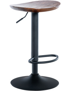Tabouret de bar original en Bois massif Naturel Métal Noir Mat Nino - 1