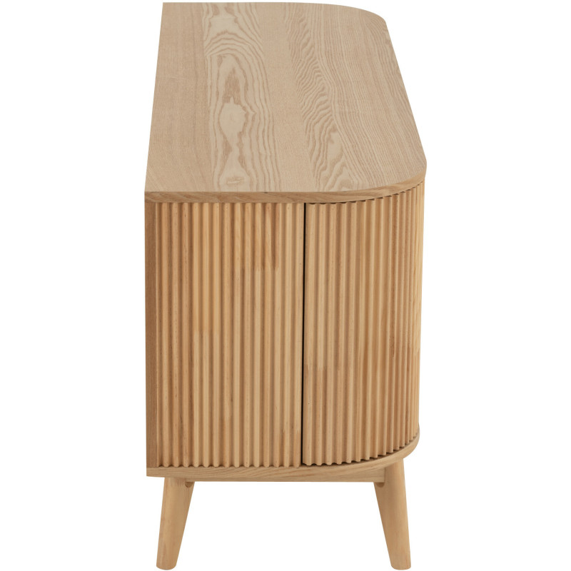 Meuble télé japandi arrondi 2 portes 1 tiroir 1 niche en Bois de pin Naturel Kaori - 3