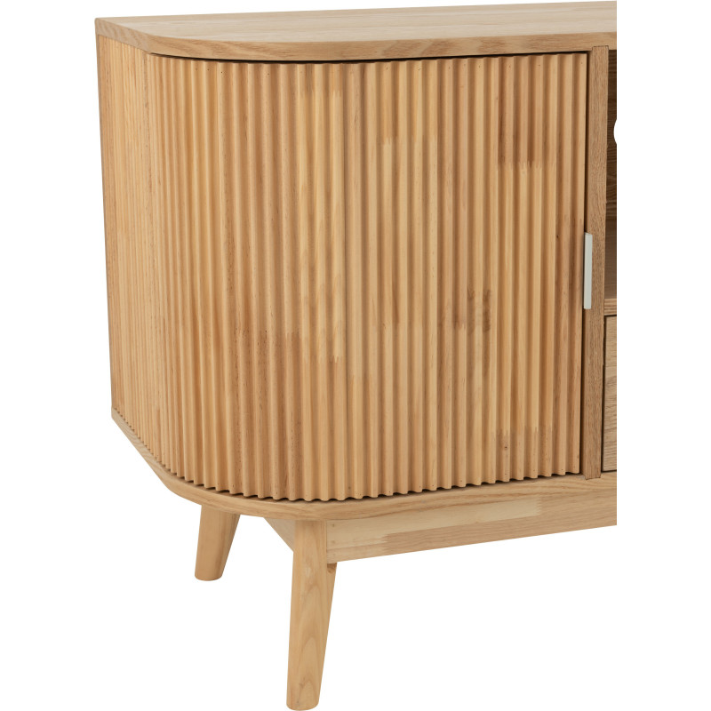 Meuble télé japandi arrondi 2 portes 1 tiroir 1 niche en Bois de pin Naturel Kaori - 5