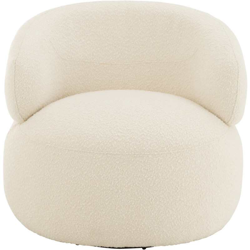 Fauteuil pivotant rond en Tissu Beige crème Bouclette Bois de peuplier Mova - 3