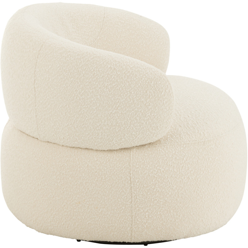 Fauteuil pivotant rond en Tissu Beige crème Bouclette Bois de peuplier Mova - 4