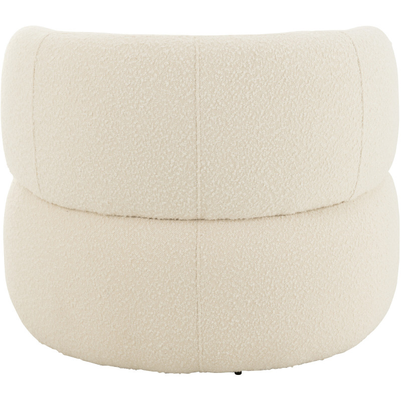 Fauteuil pivotant rond en Tissu Beige crème Bouclette Bois de peuplier Mova - 5