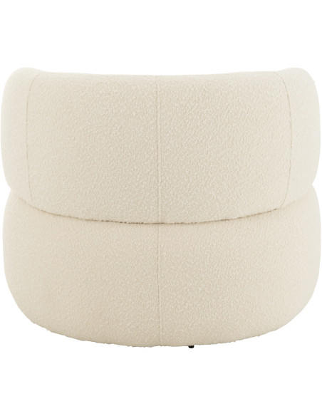 Fauteuil pivotant rond en Tissu Beige crème Bouclette Bois de peuplier Mova - 5
