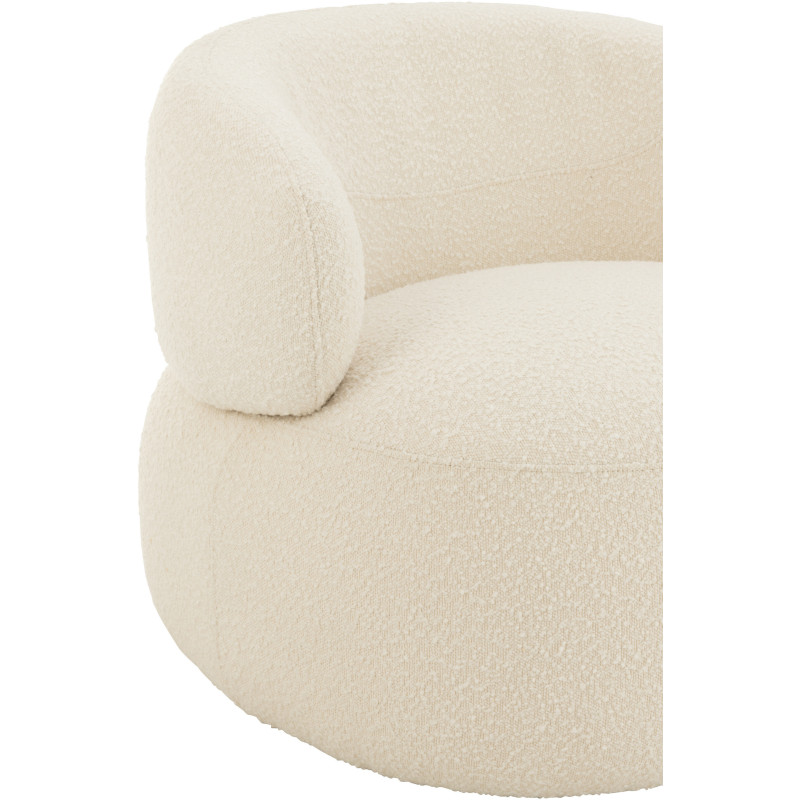 Fauteuil pivotant rond en Tissu Beige crème Bouclette Bois de peuplier Mova - 6