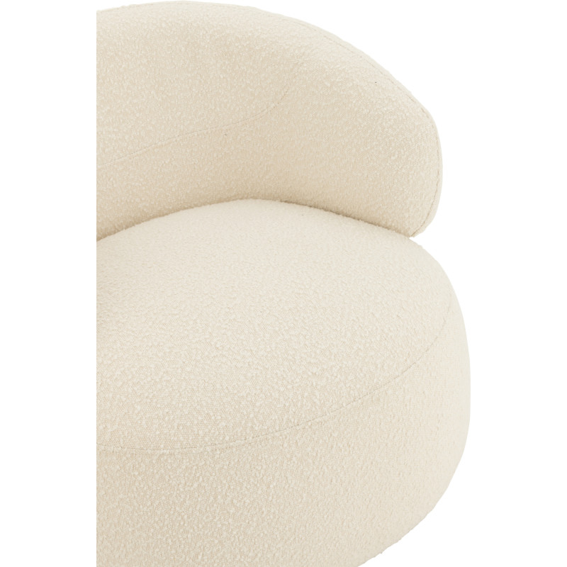 Fauteuil pivotant rond en Tissu Beige crème Bouclette Bois de peuplier Mova - 7
