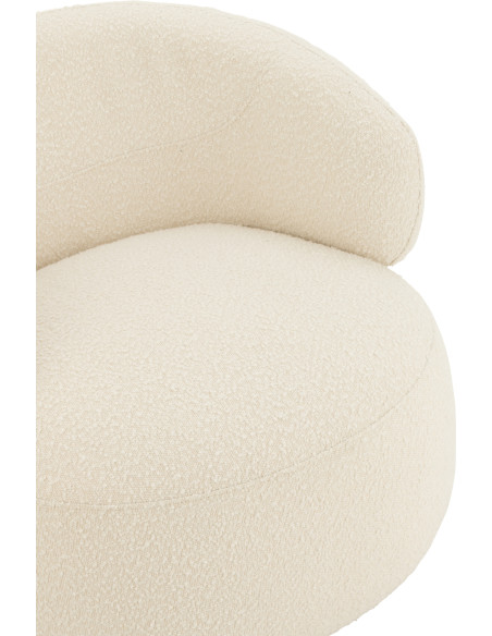 Fauteuil pivotant rond en Tissu Beige crème Bouclette Bois de peuplier Mova - 7