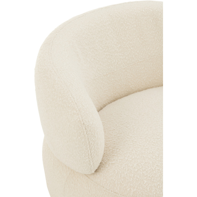 Fauteuil pivotant rond en Tissu Beige crème Bouclette Bois de peuplier Mova - 8