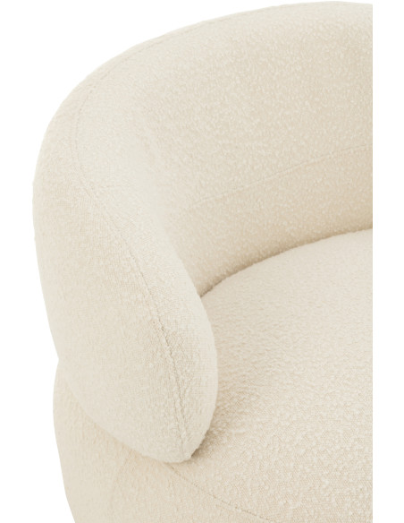 Fauteuil pivotant rond en Tissu Beige crème Bouclette Bois de peuplier Mova - 8