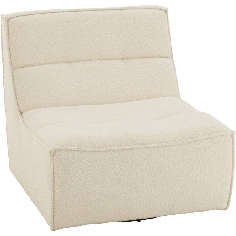 Fauteuil pivotant moderne en Tissu Beige crème Bouclette Bois de peuplier Lomu - 1