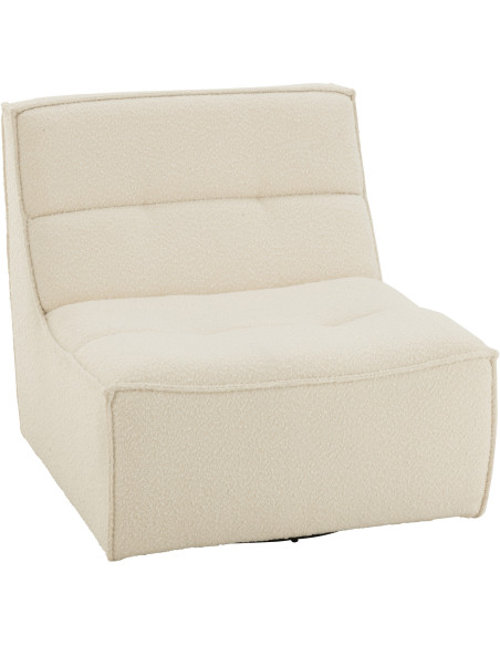Fauteuil pivotant moderne en Tissu Beige crème Bouclette Bois de peuplier Lomu - 1