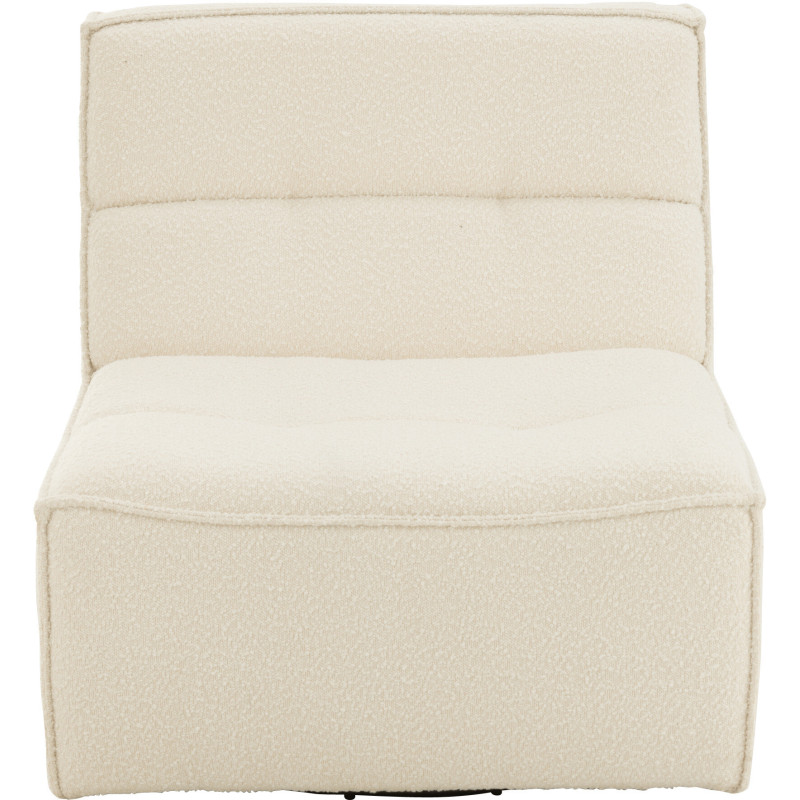 Fauteuil pivotant moderne en Tissu Beige crème Bouclette Bois de peuplier Lomu - 3