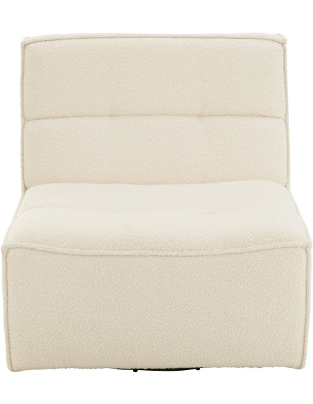 Fauteuil pivotant moderne en Tissu Beige crème Bouclette Bois de peuplier Lomu - 3