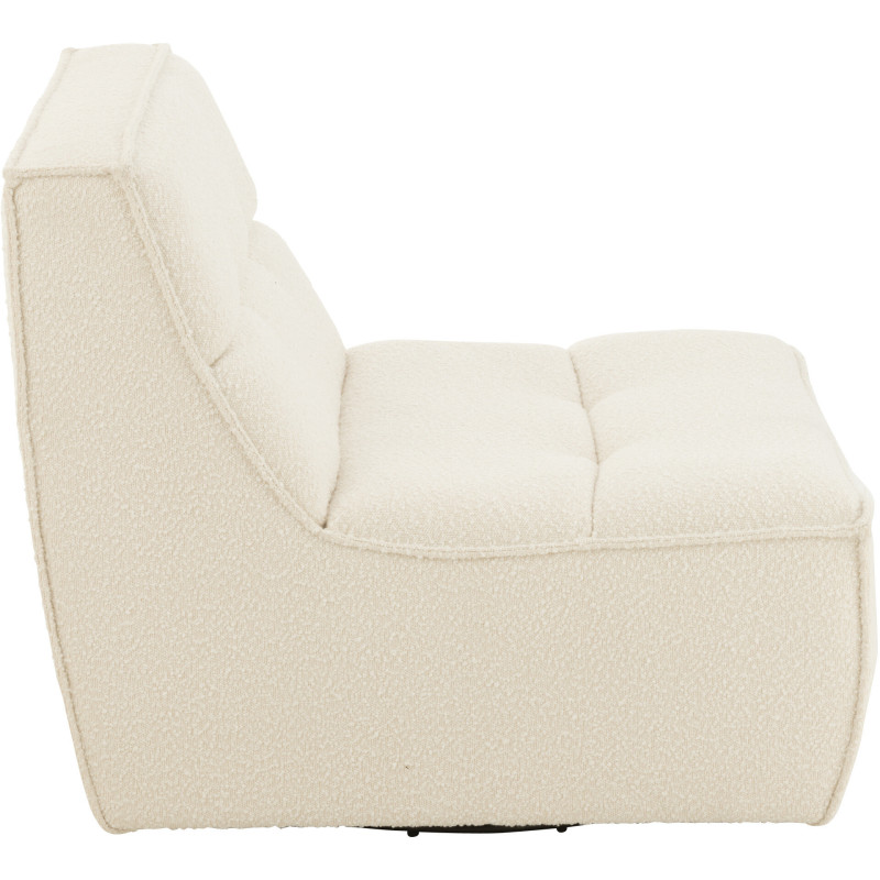Fauteuil pivotant moderne en Tissu Beige crème Bouclette Bois de peuplier Lomu - 4