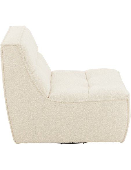 Fauteuil pivotant moderne en Tissu Beige crème Bouclette Bois de peuplier Lomu - 4
