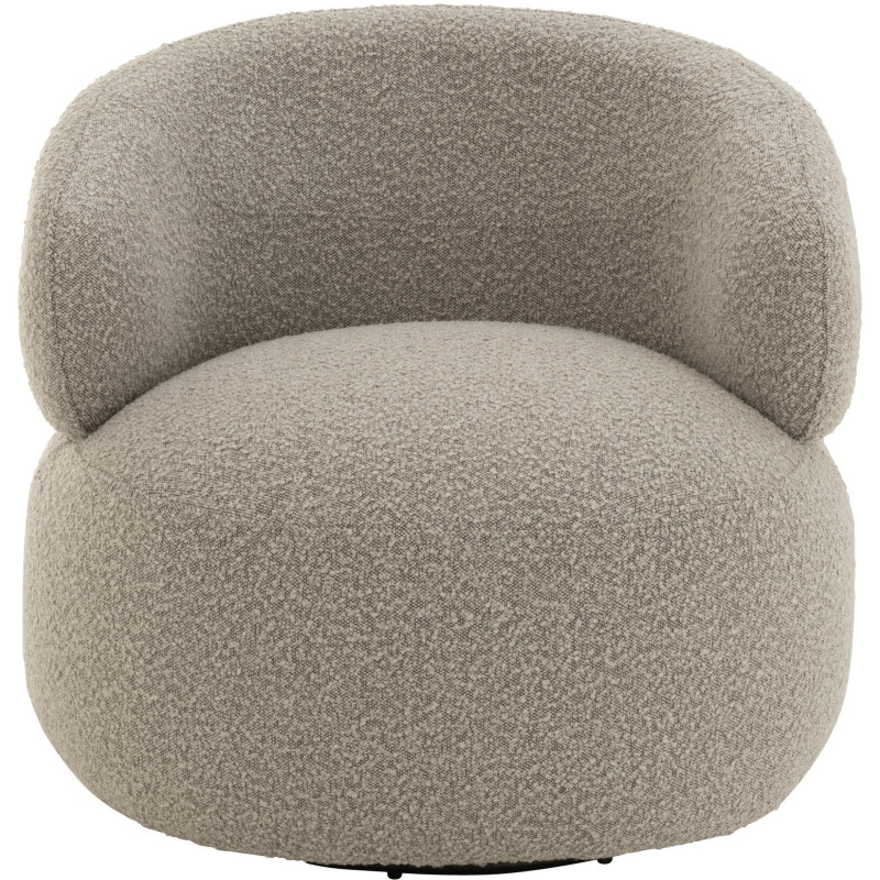 Fauteuil pivotant rond en Tissu Beige taupe Bouclette Bois de peuplier Mova - 2