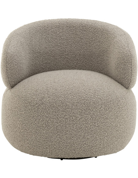 Fauteuil pivotant rond en Tissu Beige taupe Bouclette Bois de peuplier Mova - 2