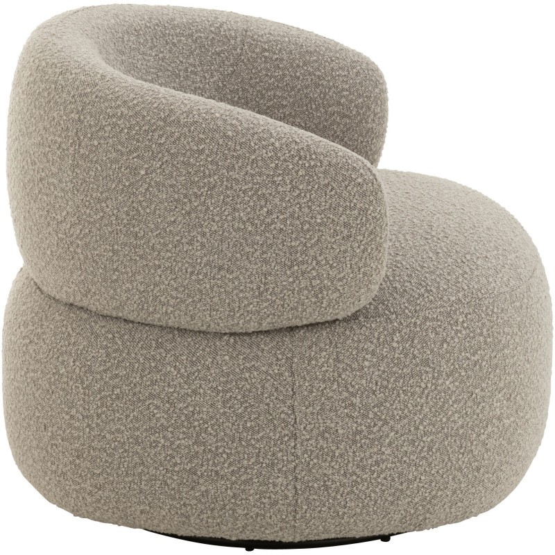 Fauteuil pivotant rond en Tissu Beige taupe Bouclette Bois de peuplier Mova - 3