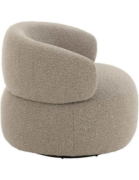Fauteuil pivotant rond en Tissu Beige taupe Bouclette Bois de peuplier Mova - 3