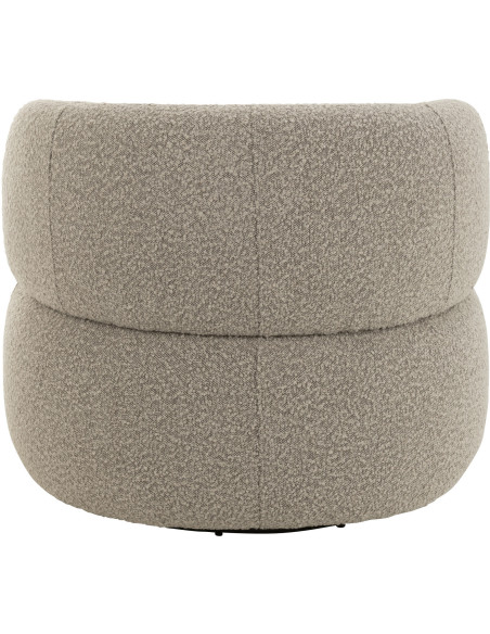 Fauteuil pivotant rond en Tissu Beige taupe Bouclette Bois de peuplier Mova - 4