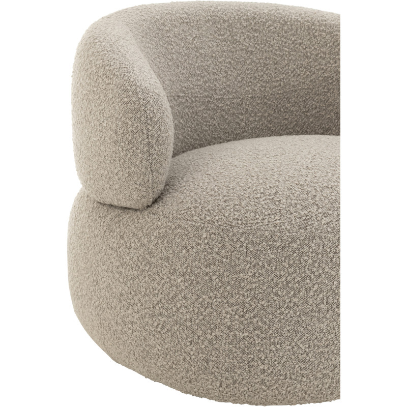 Fauteuil pivotant rond en Tissu Beige taupe Bouclette Bois de peuplier Mova - 5