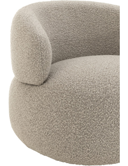 Fauteuil pivotant rond en Tissu Beige taupe Bouclette Bois de peuplier Mova - 5