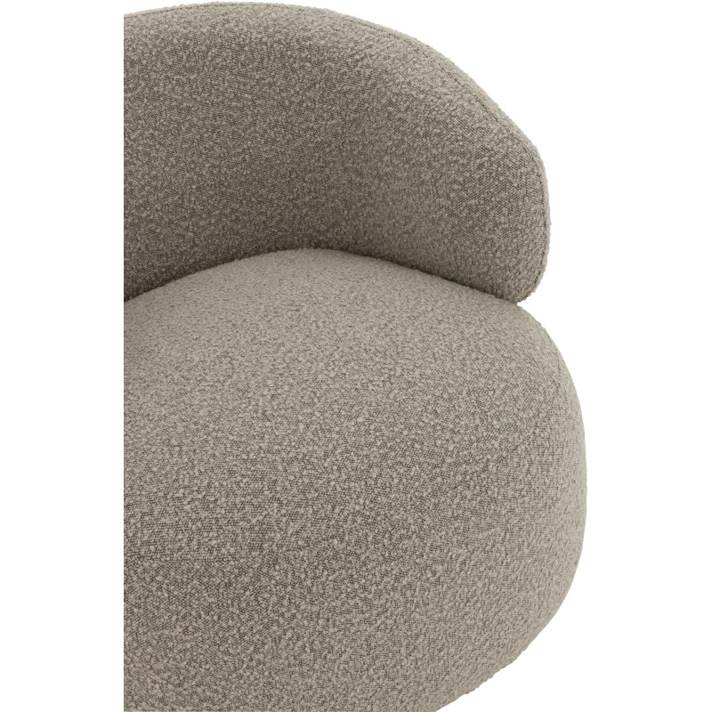 Fauteuil pivotant rond en Tissu Beige taupe Bouclette Bois de peuplier Mova - 6