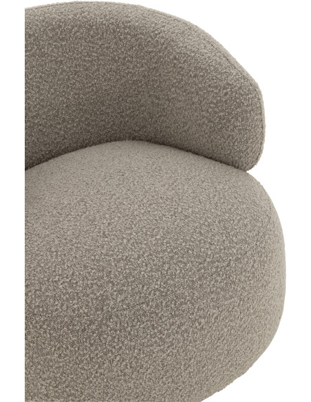 Fauteuil pivotant rond en Tissu Beige taupe Bouclette Bois de peuplier Mova - 6