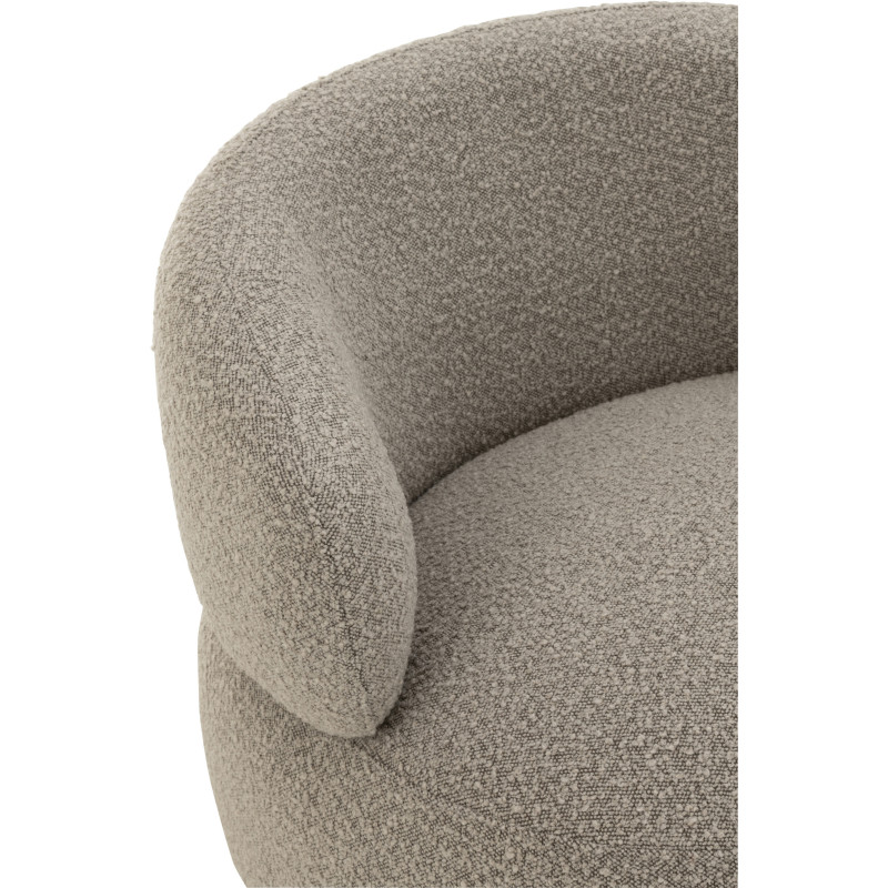Fauteuil pivotant rond en Tissu Beige taupe Bouclette Bois de peuplier Mova - 7