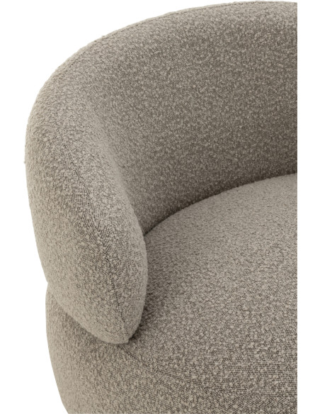 Fauteuil pivotant rond en Tissu Beige taupe Bouclette Bois de peuplier Mova - 7