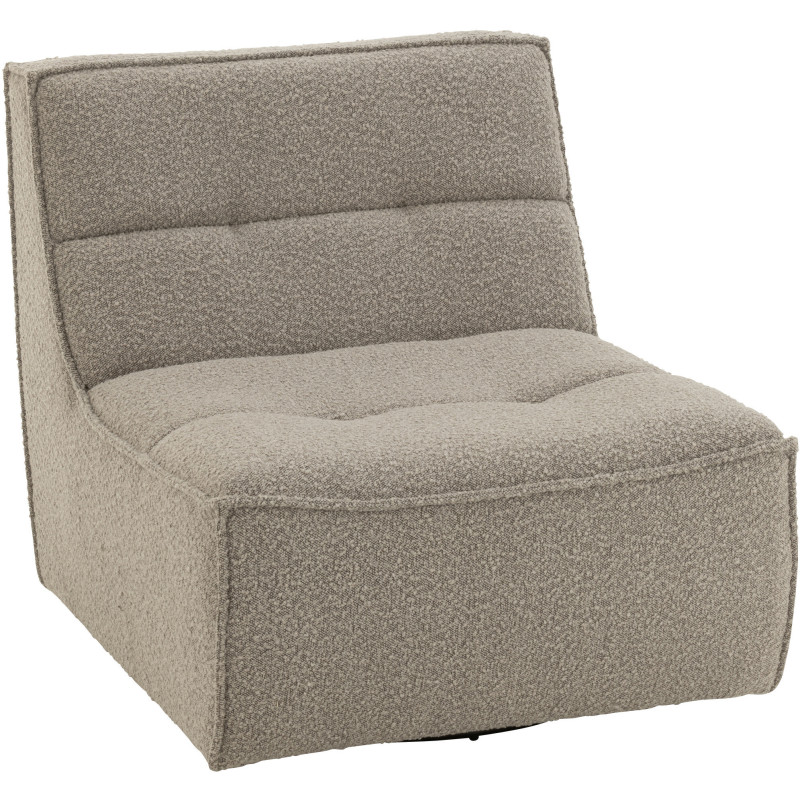 Fauteuil pivotant moderne en Tissu Beige taupe Bouclette Bois de peuplier Lomu - 1