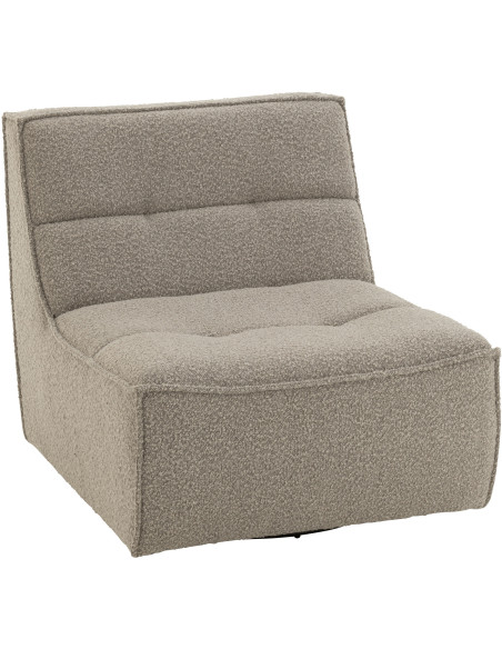 Fauteuil pivotant moderne en Tissu Beige taupe Bouclette Bois de peuplier Lomu - 1