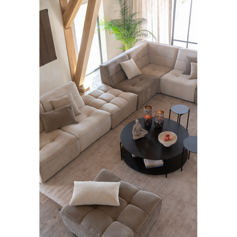 Fauteuil pivotant moderne en Tissu Beige taupe Bouclette Bois de peuplier Lomu - 2