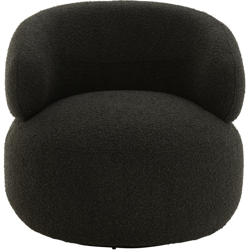 Fauteuil pivotant rond en Tissu Noir Bouclette Bois de peuplier Mova - 2
