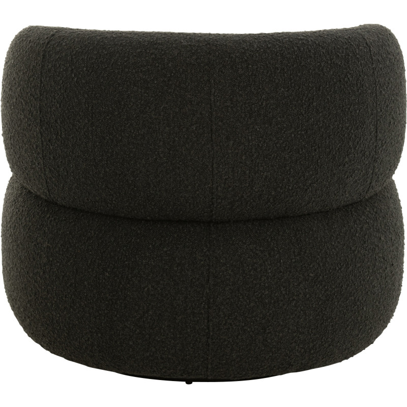 Fauteuil pivotant rond en Tissu Noir Bouclette Bois de peuplier Mova - 4